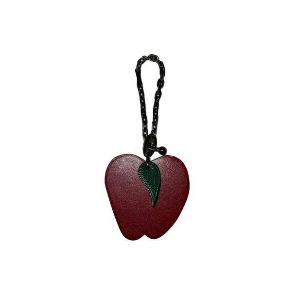 Hermès Hermes Red Apple shaped charm with gunmetal chain attachment Boxed - Picture 12 of 13